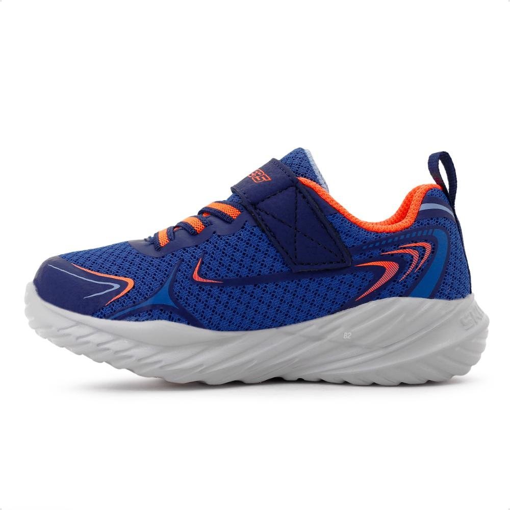 Tênis Skechers Nitro Sprint Lil Sprinter Infantil Azul/Laranja 2