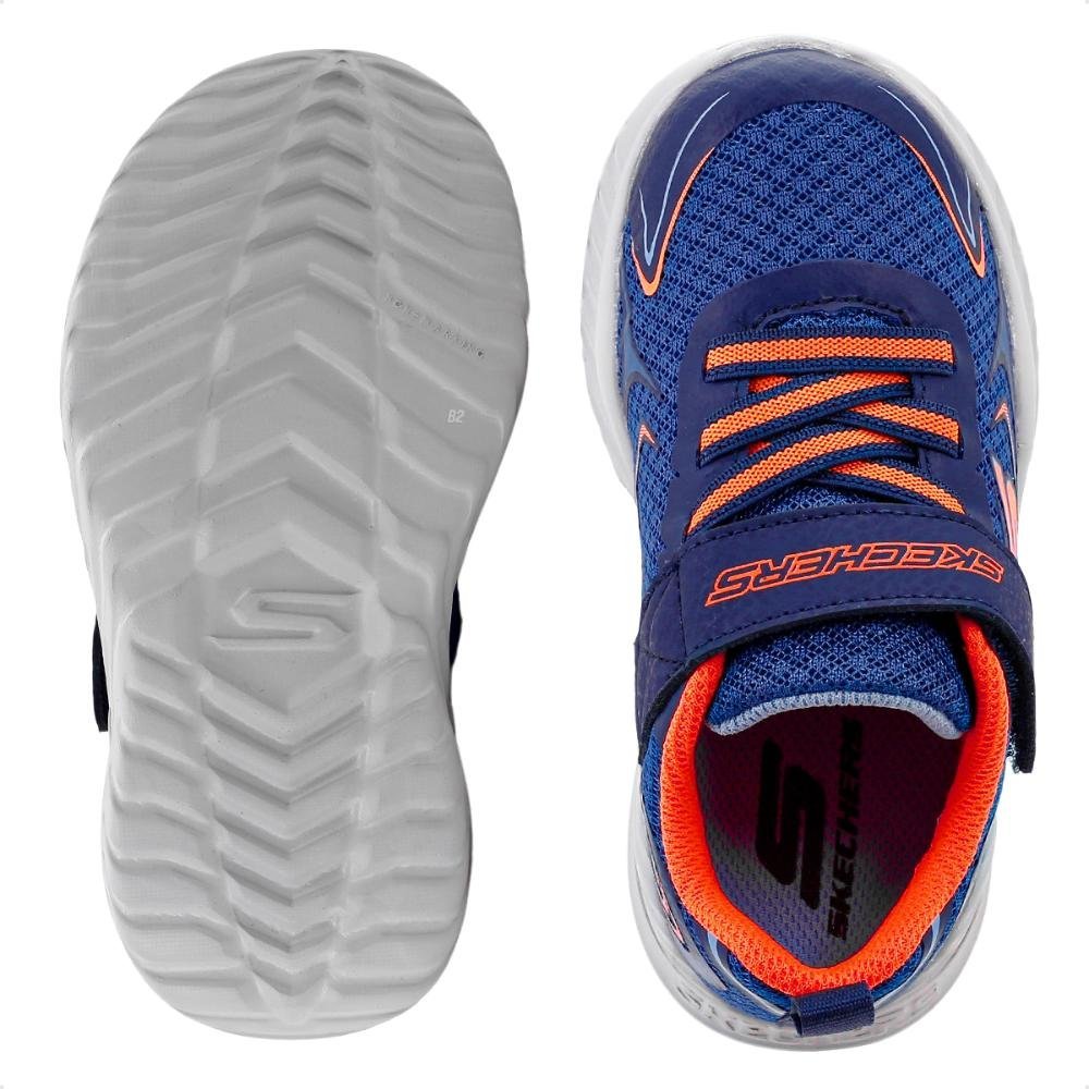 Tênis Skechers Nitro Sprint Lil Sprinter Infantil Azul/Laranja 5