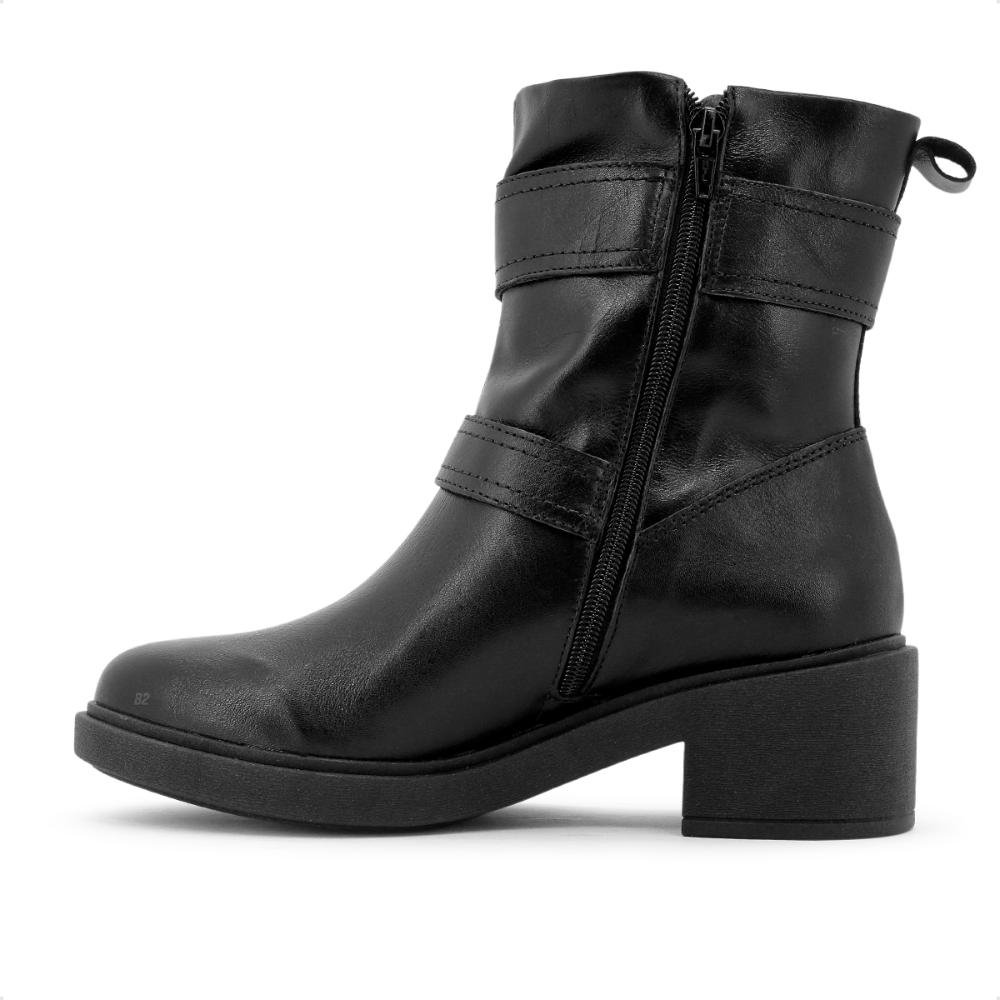 Bota Usaflex Salto Bloco Zíper Fivela Feminina Preto 2