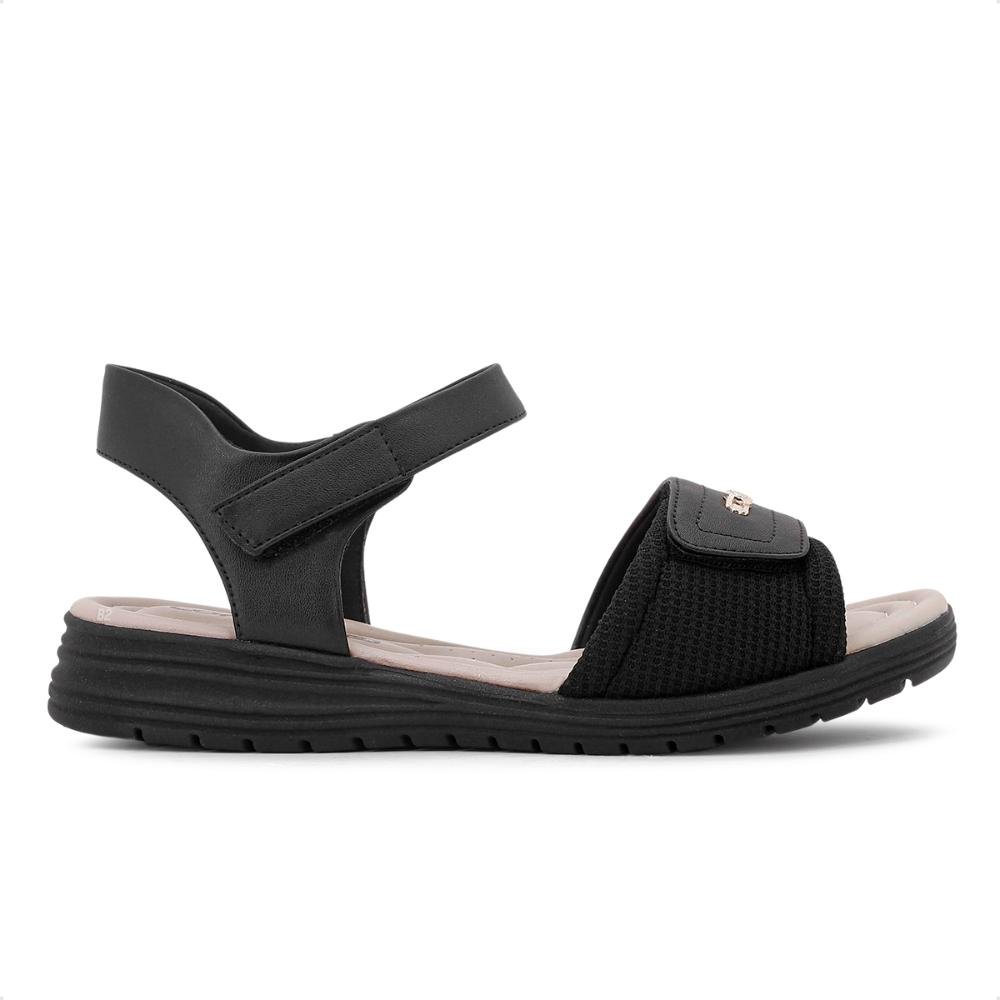 Sandália Comfortflex Papete Tiras Ajustáveis Feminina Preto 1