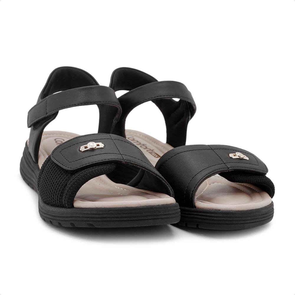 Sandália Comfortflex Papete Tiras Ajustáveis Feminina Preto 3