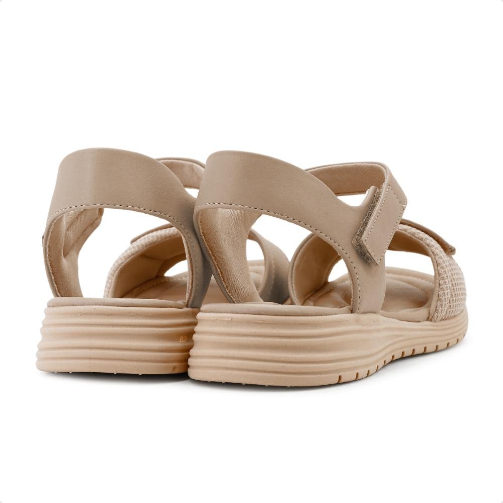 Sandália Comfortflex Papete Tiras Ajustáveis Feminina Bege 5