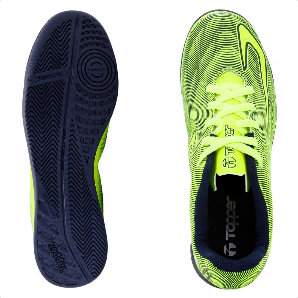 Chuteira Futsal Topper Slick 4 Juvenill Futebol de Salão Amarelo 6
