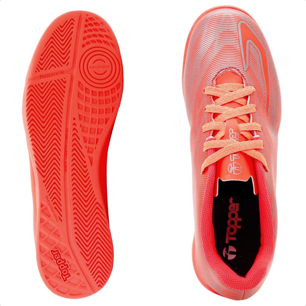 Chuteira Futsal Topper Slick 4 Juvenill Futebol de Salão Laranja 6