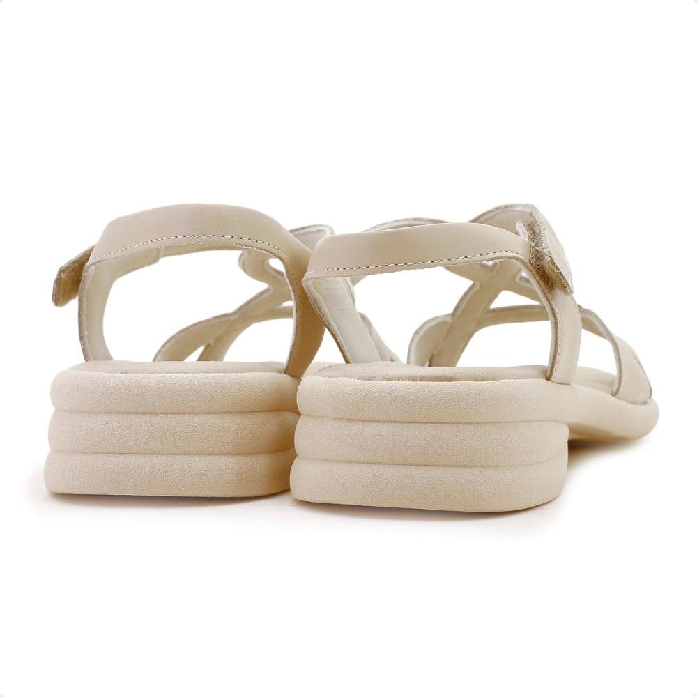 Sandália Usaflex Salto Anabela Tiras Cruzadas Feminina Bege 5