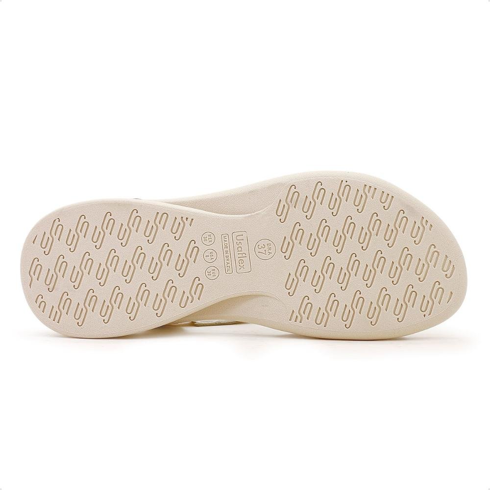 Sandália Usaflex Salto Anabela Tiras Cruzadas Feminina Bege 6