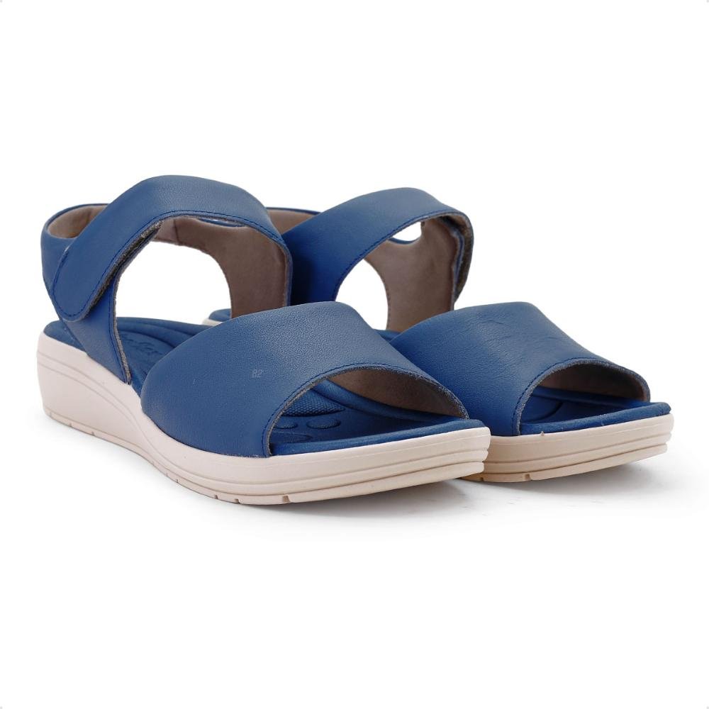 Sandália Usaflex Anabela Fecho-Flex Feminina Azul 3