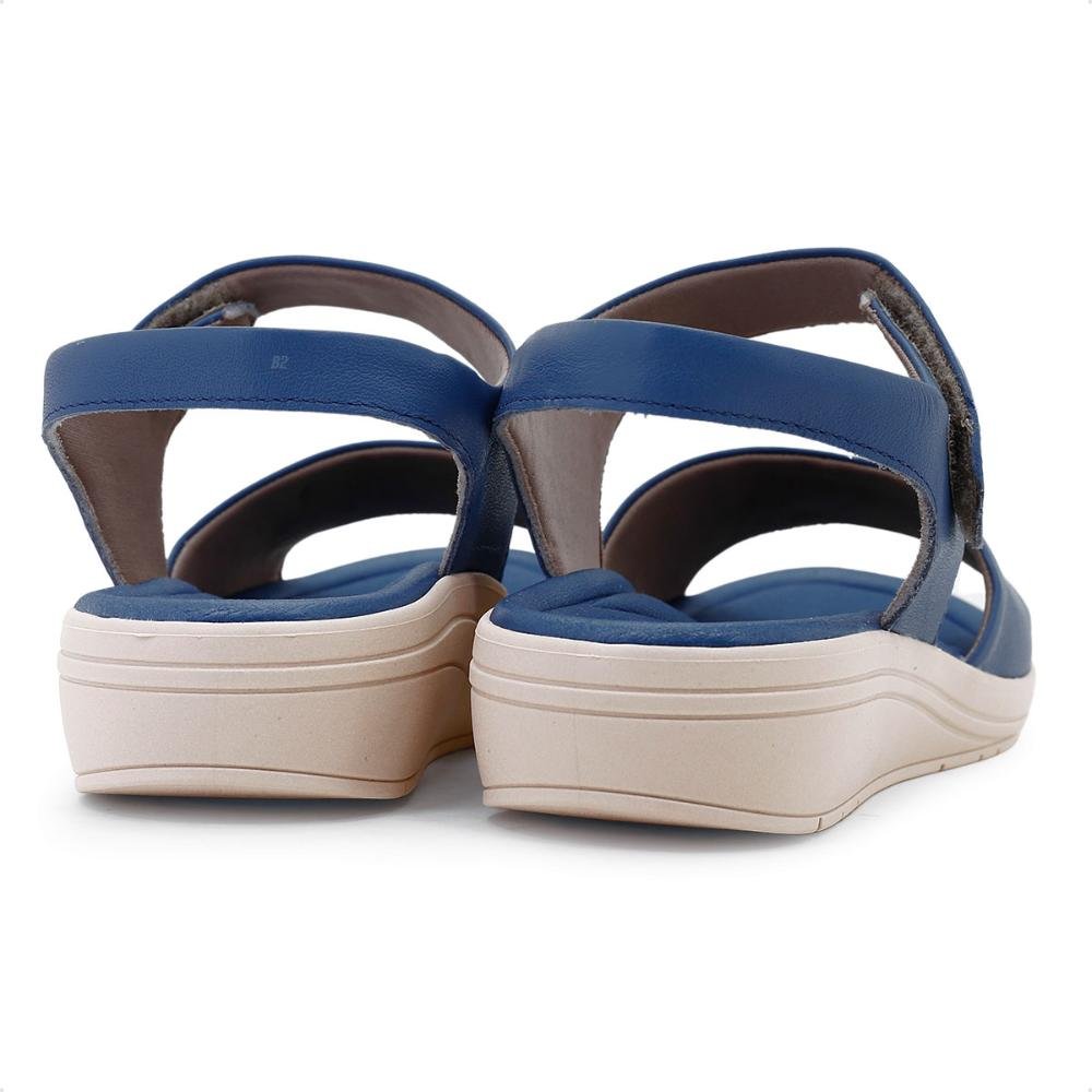 Sandália Usaflex Anabela Fecho-Flex Feminina Azul 5