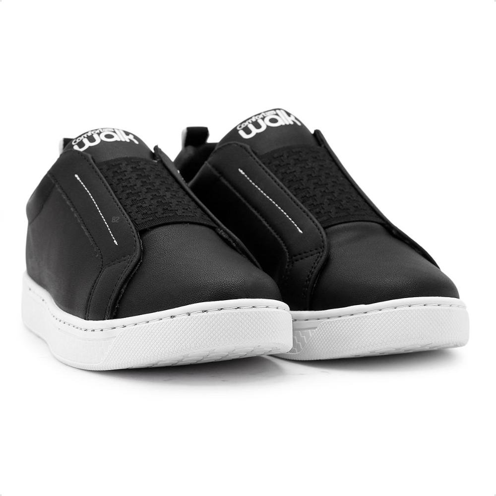 Tênis Comfortflex Casual Elástico Feminino Preto/Branco 3