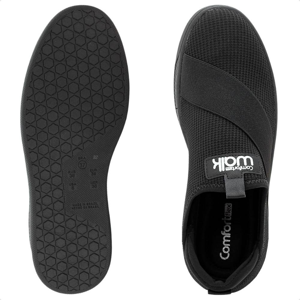 Tênis Comfortflex Casual Slip On Feminino Preto 6