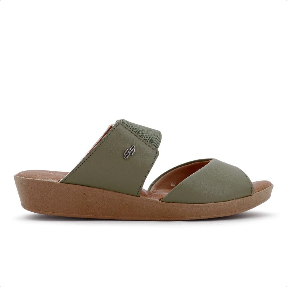 Tamanco Slide Usaflex Plataforma Elástico Feminino Verde 1