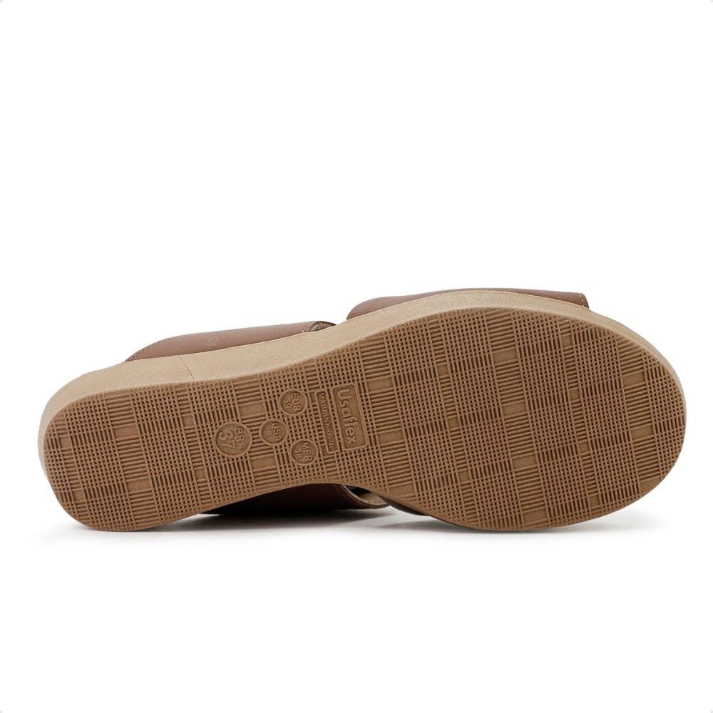 Tamanco Slide Usaflex Plataforma Elástico Feminino Marrom 6