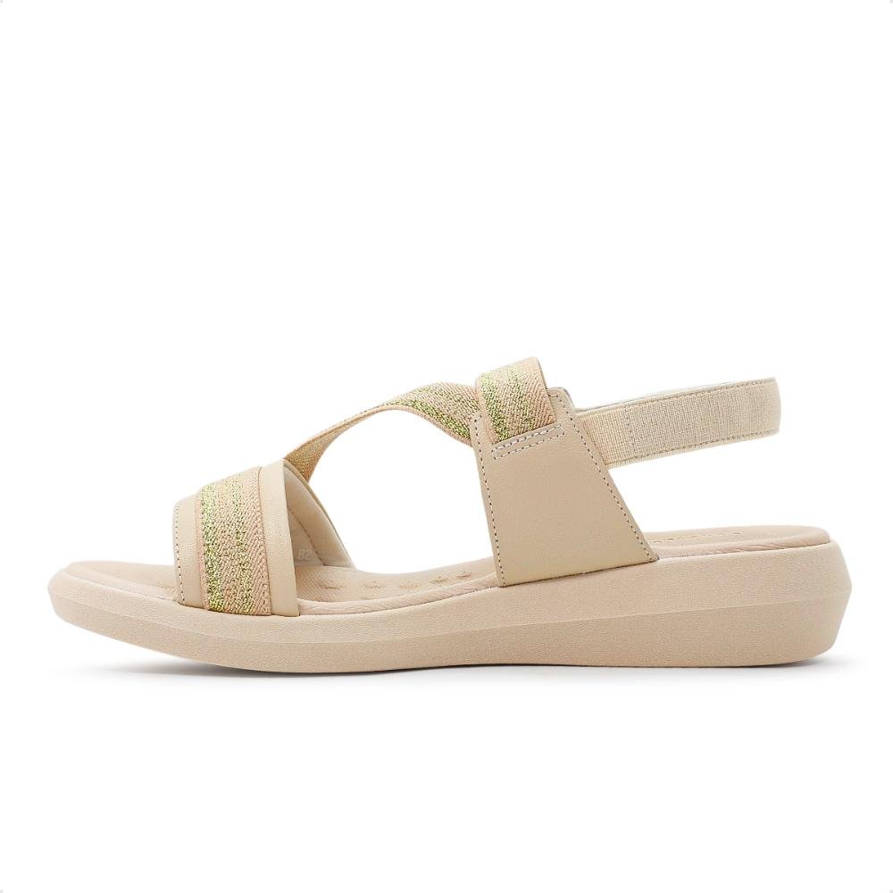 Sandália Usaflex Plataforma Multimateriais Feminina Bege 2