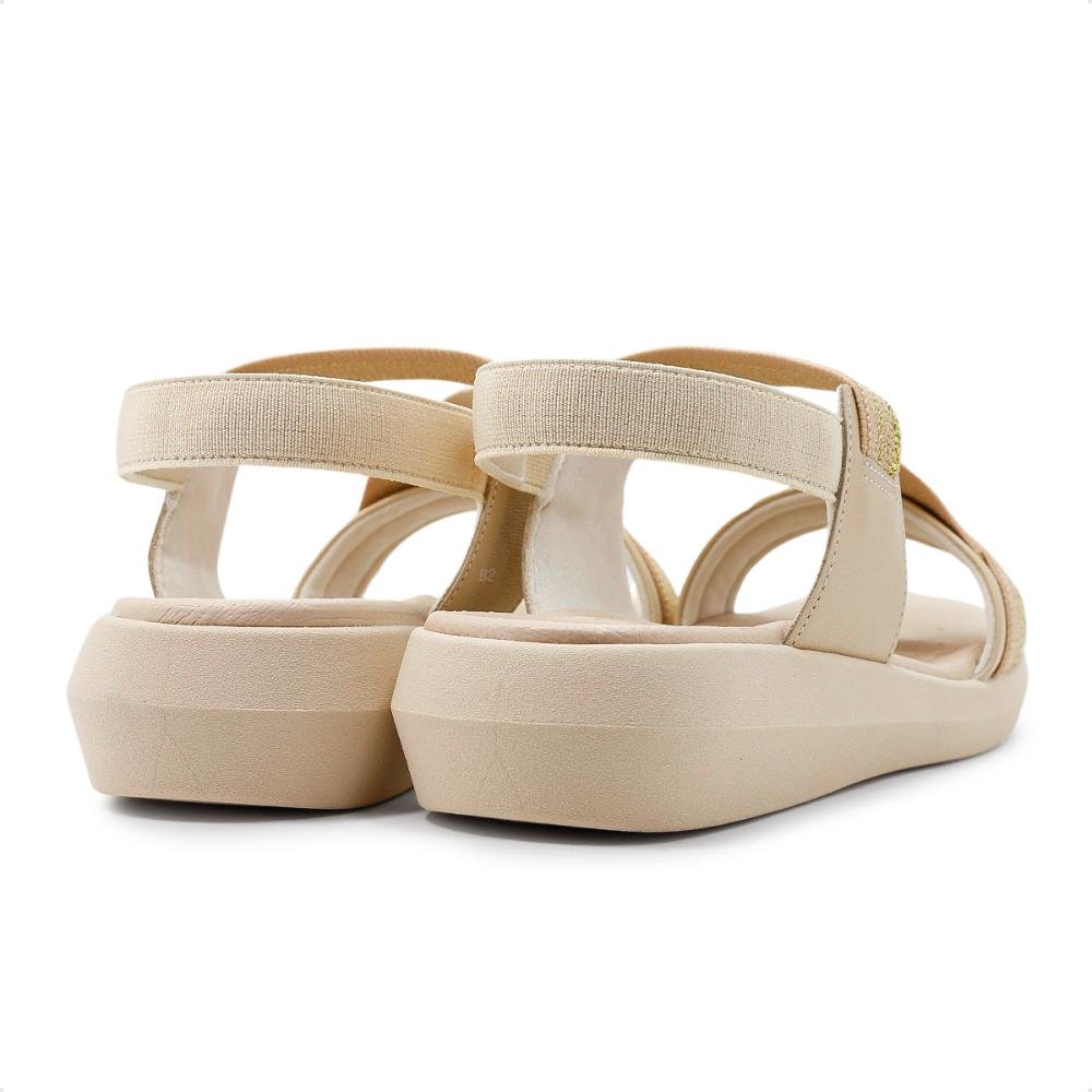Sandália Usaflex Plataforma Multimateriais Feminina Bege 5