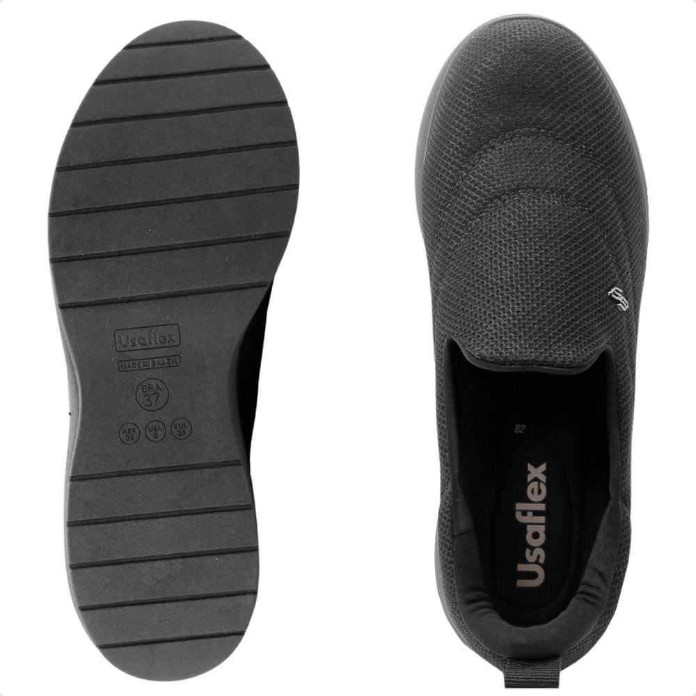 Tênis Usaflex Tecido Slip On Feminino Preto 6