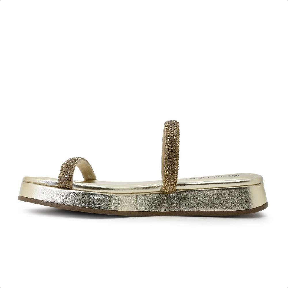 Sandália Papete Via Uno Tiras Brilhantes Feminina Dourado 2