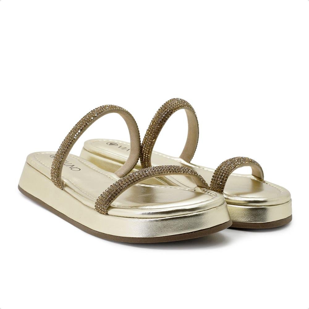 Sandália Papete Via Uno Tiras Brilhantes Feminina Dourado 3