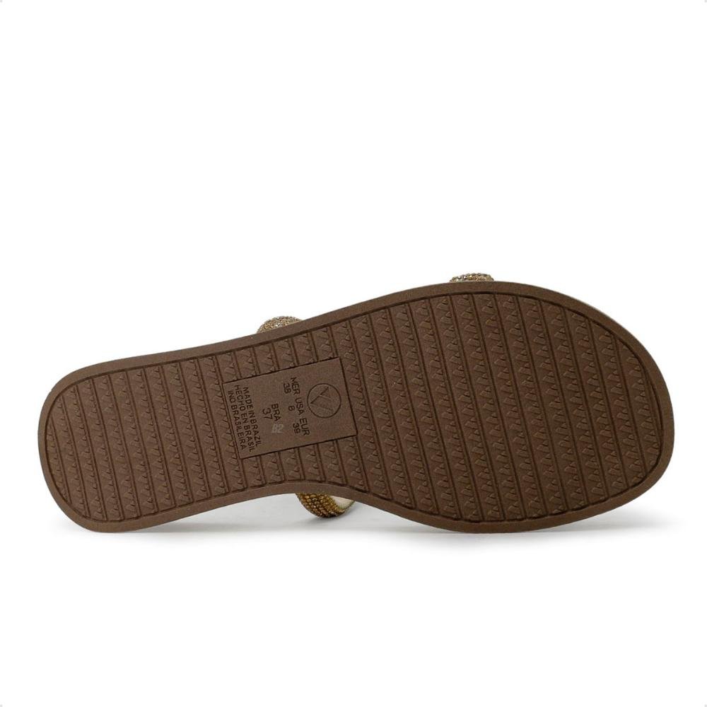 Sandália Papete Via Uno Tiras Brilhantes Feminina Dourado 6