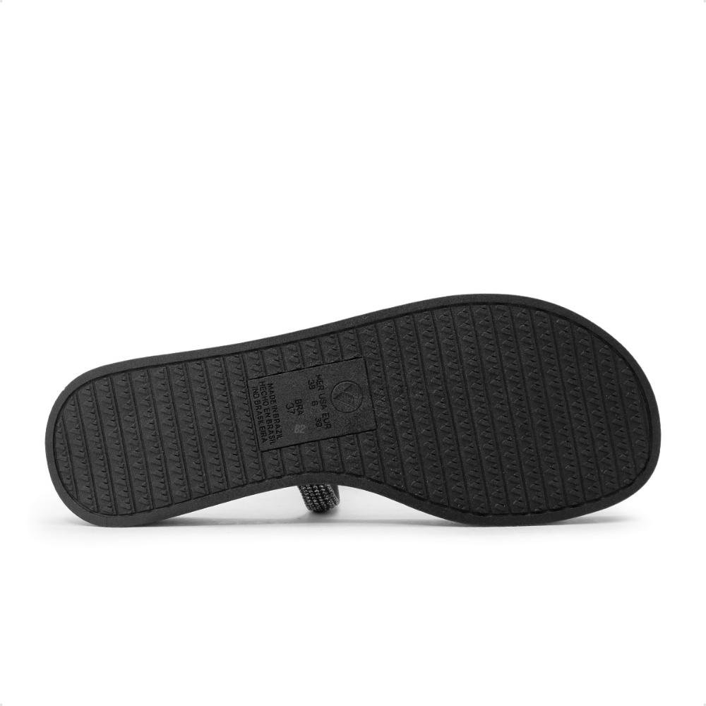 Sandália Papete Via Uno Tiras Brilhantes Feminina Preto 6