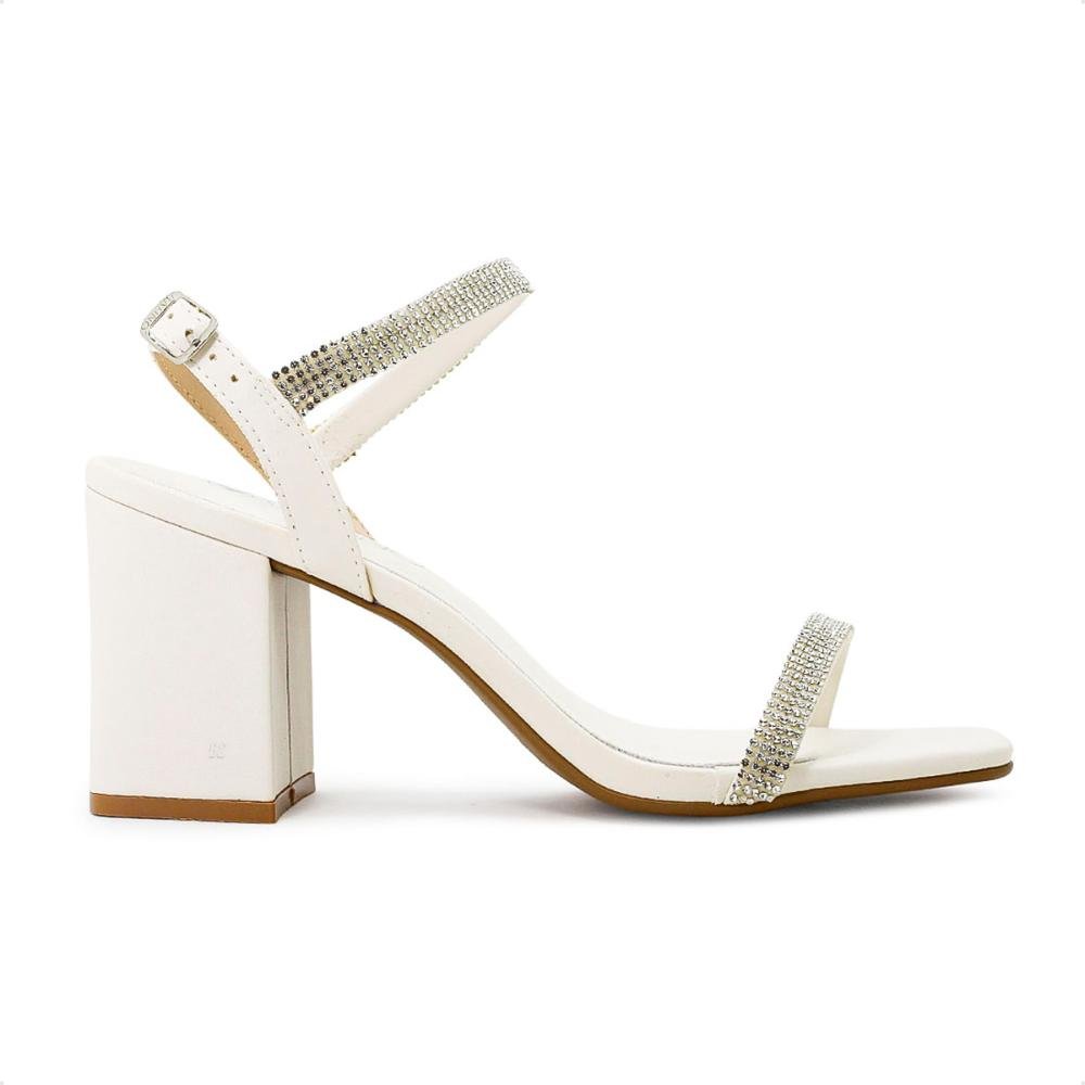 Sandália Via Uno Tiras Fivela Feminina Branco 1