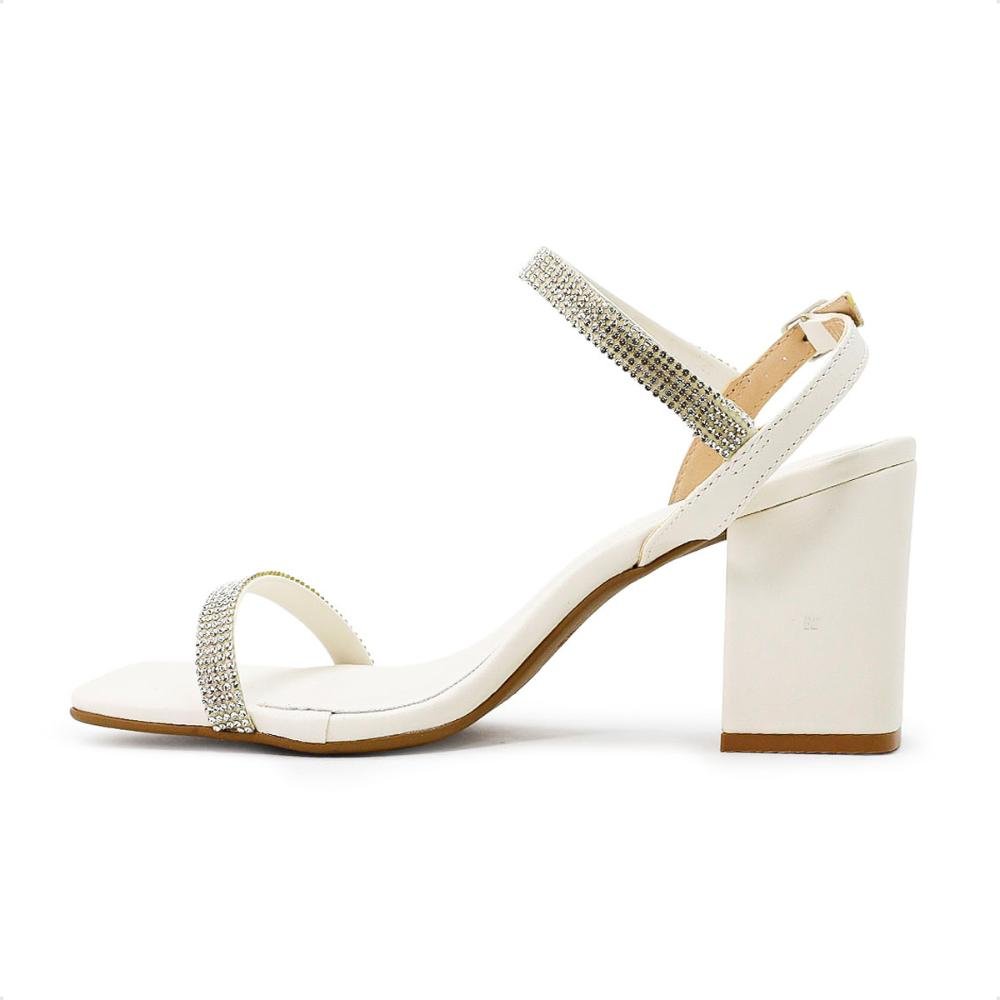 Sandália Via Uno Tiras Fivela Feminina Branco 2