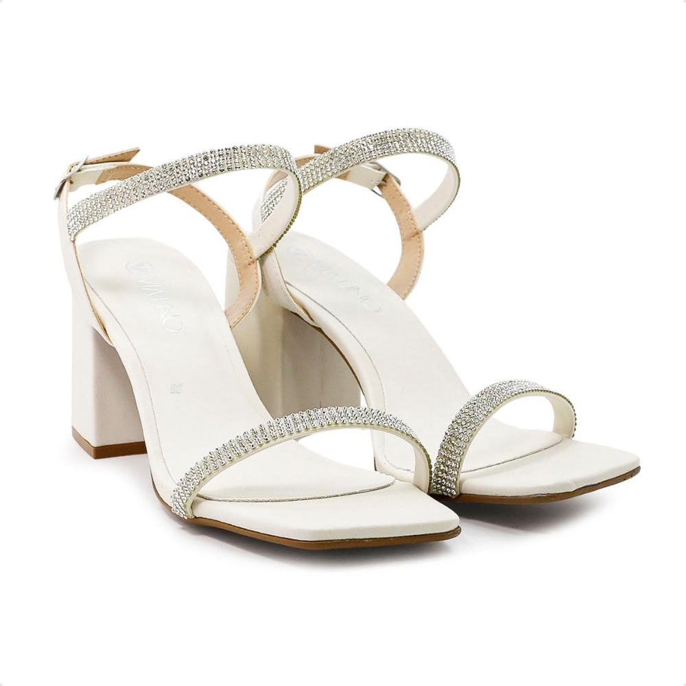 Sandália Via Uno Tiras Fivela Feminina Branco 3