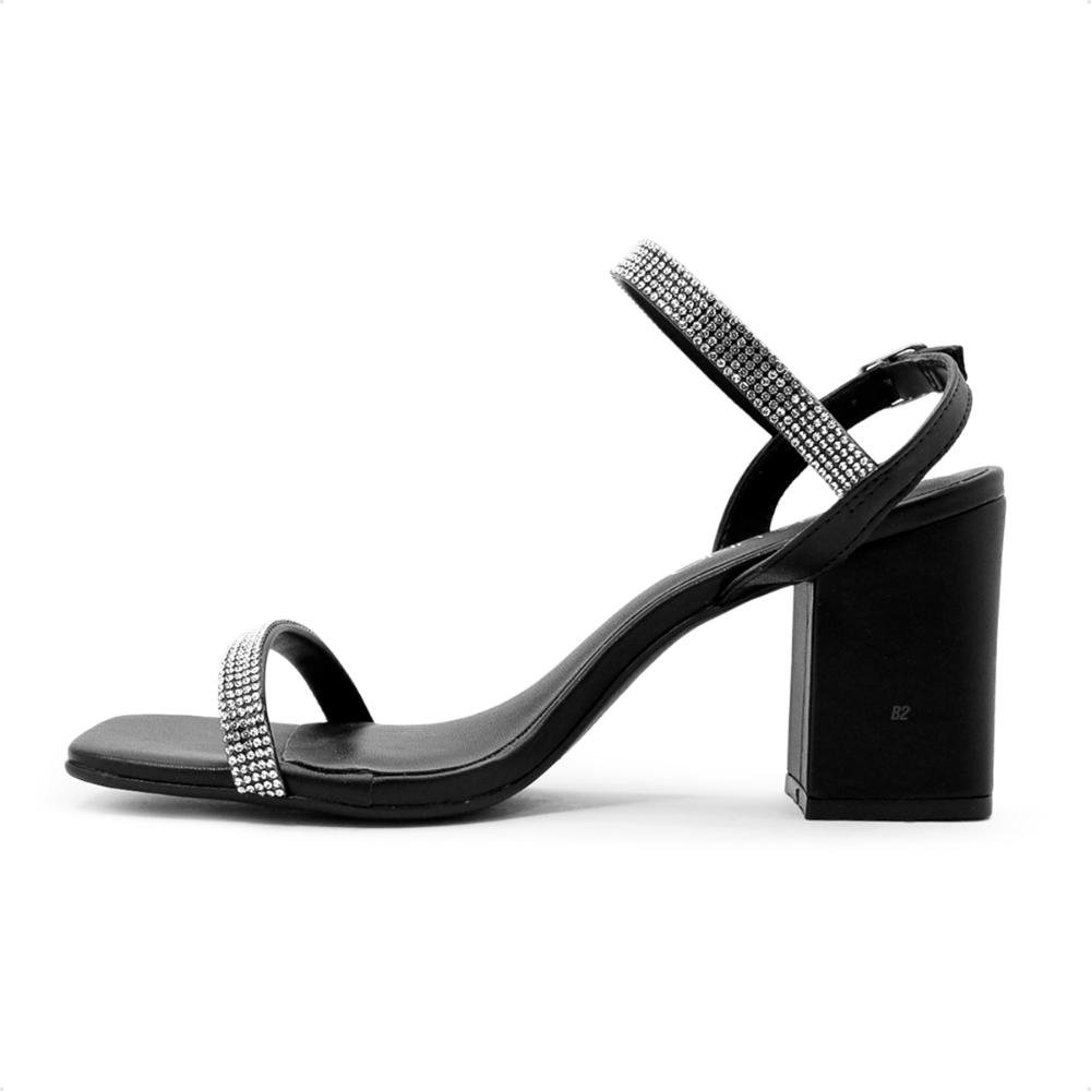 Sandália Via Uno Tiras Fivela Feminina Preto 2