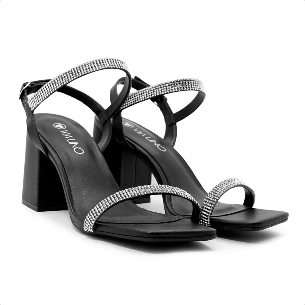 Sandália Via Uno Tiras Fivela Feminina Preto 3