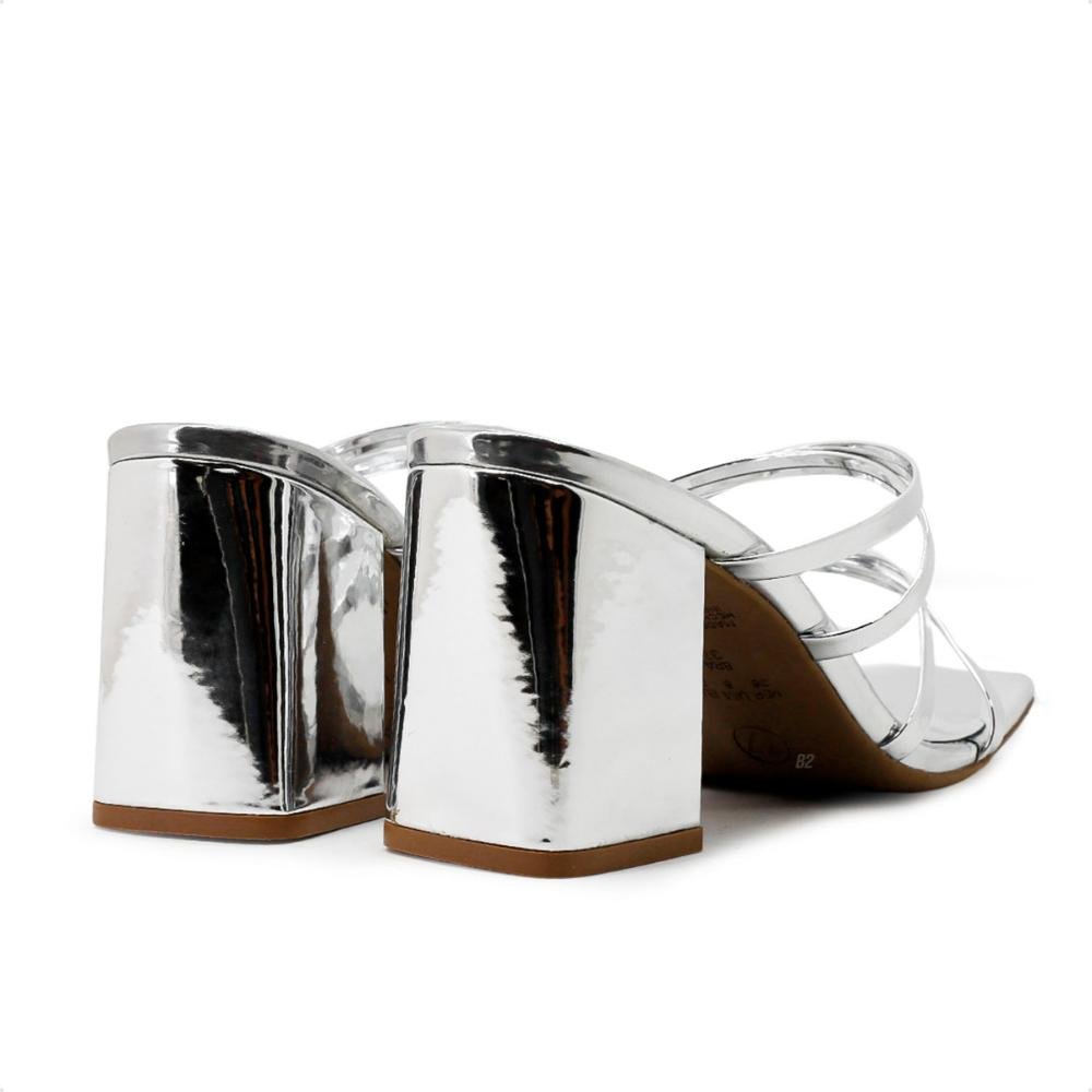 Tamanco Via Uno Tiras Feminino Prata 5