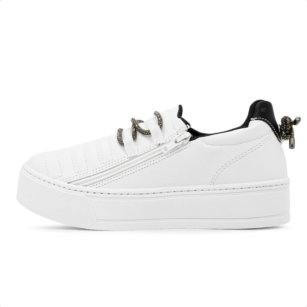 Tênis Ramarim Caixa Alta Slip On Strass Feminino Branco 2