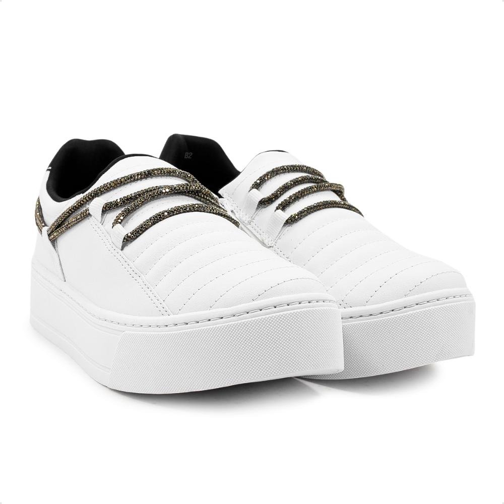 Tênis Ramarim Caixa Alta Slip On Strass Feminino Branco 3