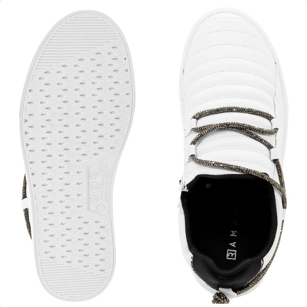 Tênis Ramarim Caixa Alta Slip On Strass Feminino Branco 6