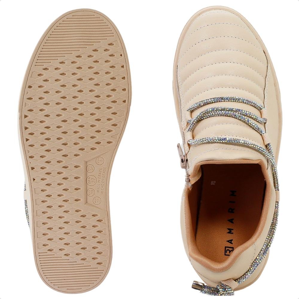 Tênis Ramarim Caixa Alta Slip On Strass Feminino Bege 6