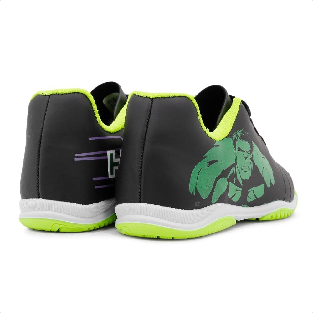 Chuteira Futsal Dray Marvel Original Com Cadarço infantil Preto/Verde 5