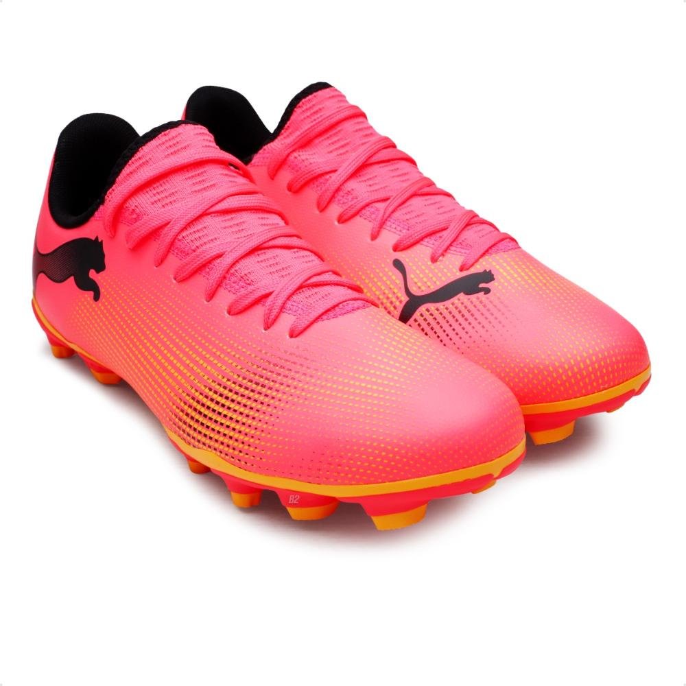 Chuteira Campo Puma Future 7 Play FG/AG BDP Masculina Rosa/Laranja 3