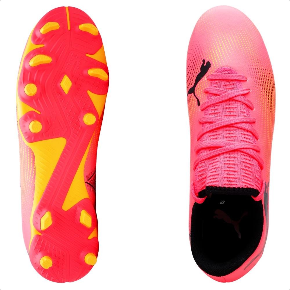 Chuteira Campo Puma Future 7 Play FG/AG BDP Masculina Rosa/Laranja 6
