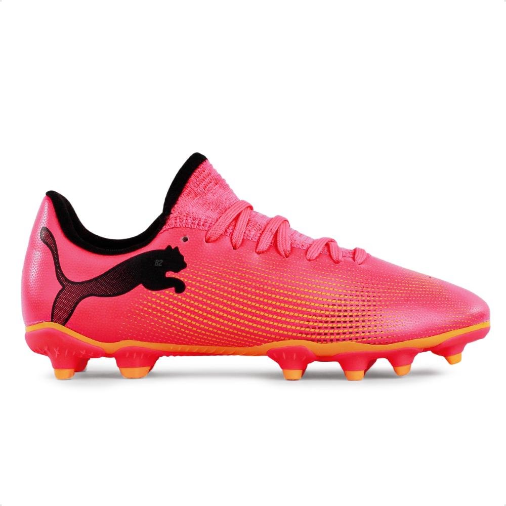 Chuteira Campo Puma Future 7 Play FG/AG Juvenil Rosa/Laranja - Renner
