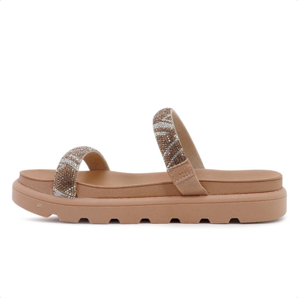 Sandália Papete Vizzano Tira Pronta Strass Feminina Bege 2