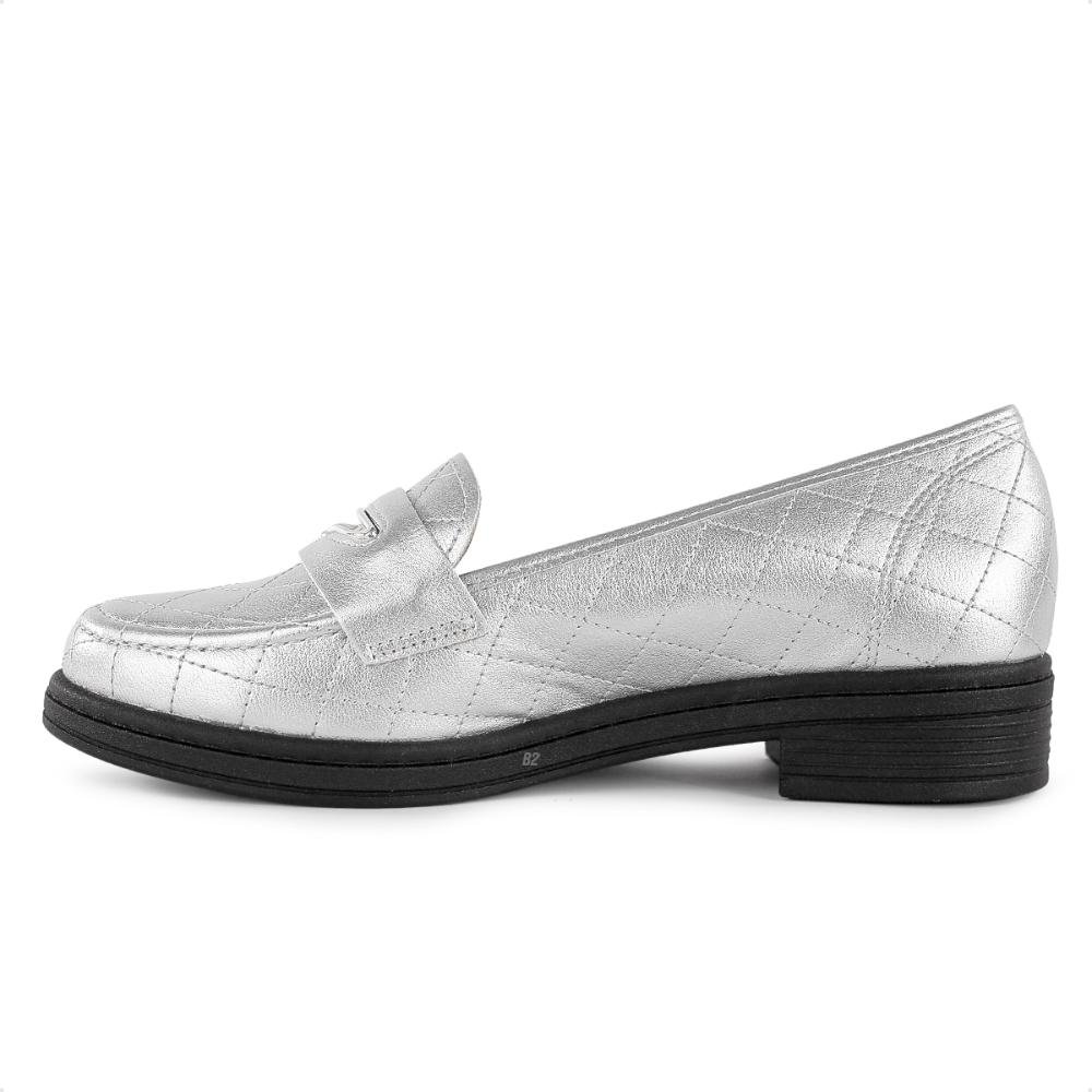 Mocassim Beira Rio Casual Feminino Prata 2