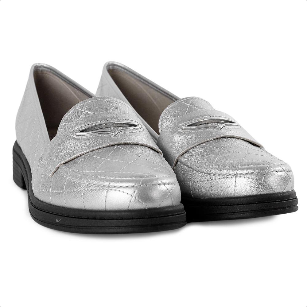 Mocassim Beira Rio Casual Feminino Prata 3