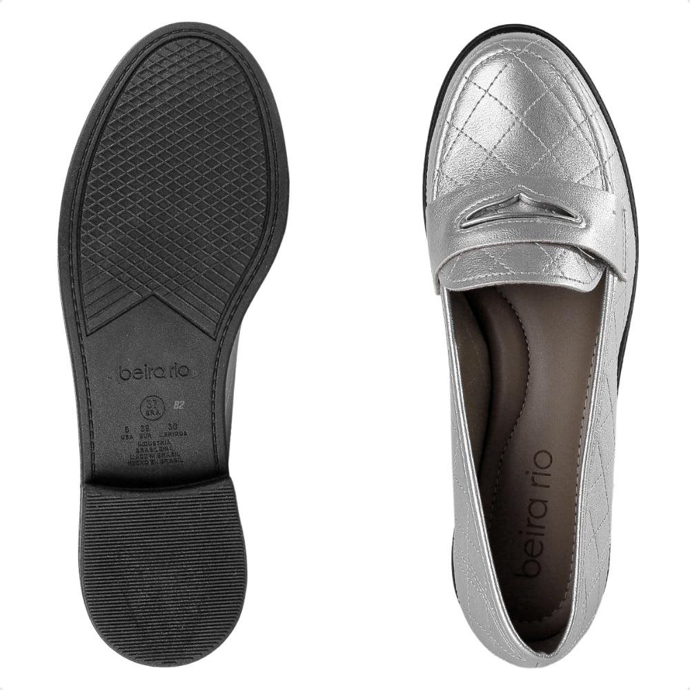 Mocassim Beira Rio Casual Feminino Prata 6