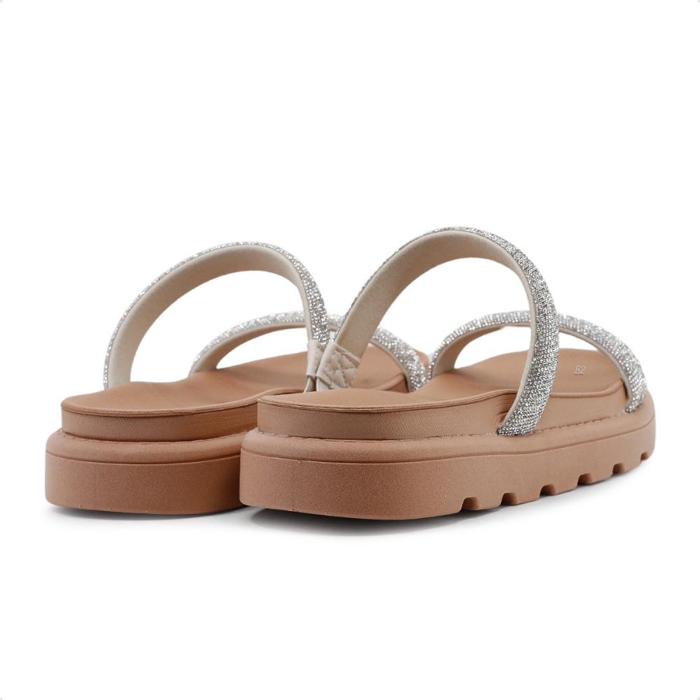 Sandália Papete Vizzano Tira Pronta Strass Feminina Bege 5