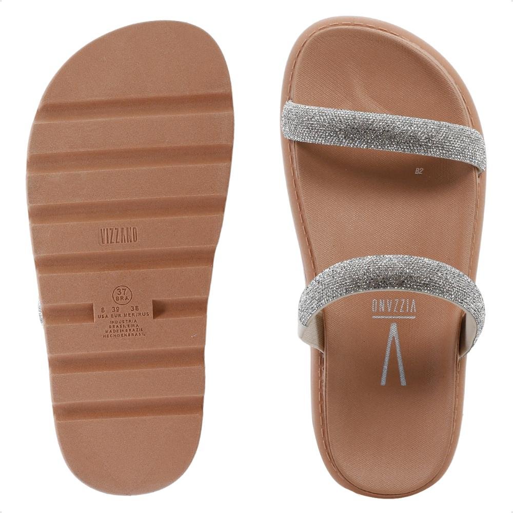 Sandália Papete Vizzano Tira Pronta Strass Feminina Bege 6