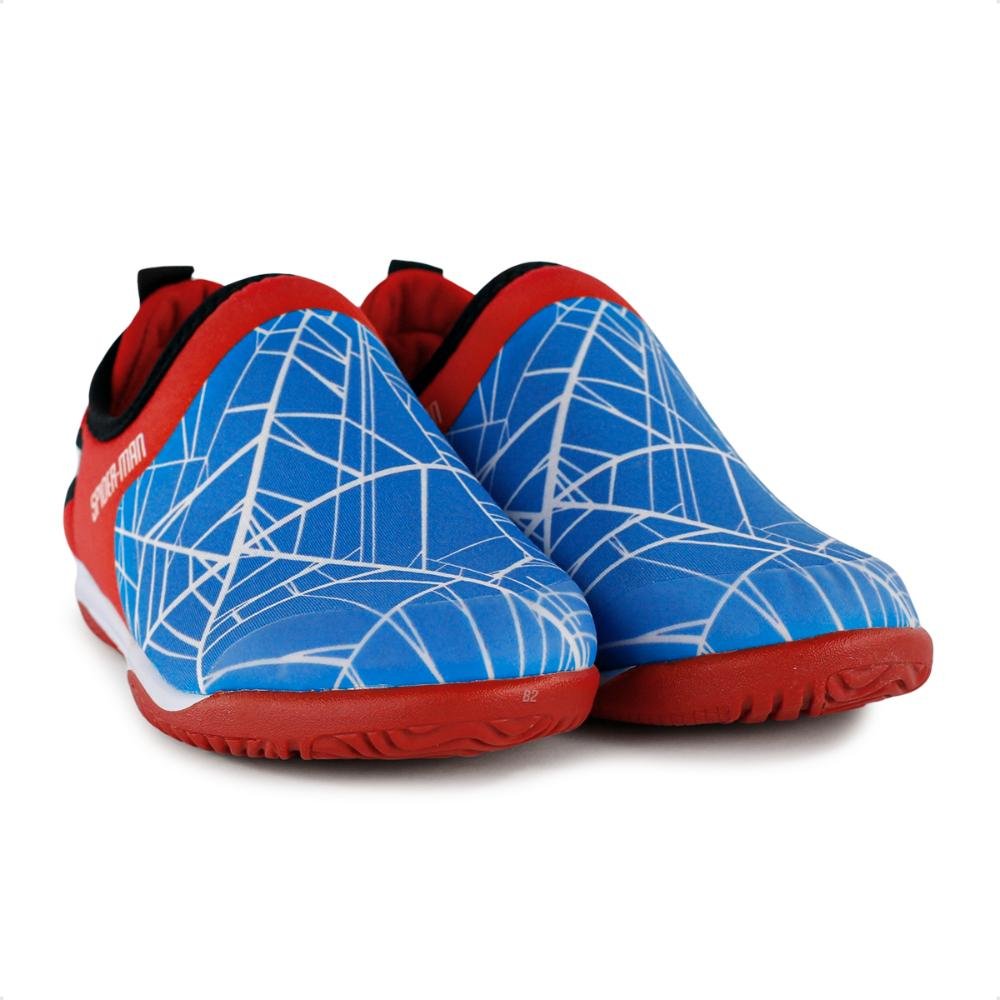 Chuteira Futsal Dray Marvel Slip On Sem Cadarço Infantil Vermelho/Azul 3