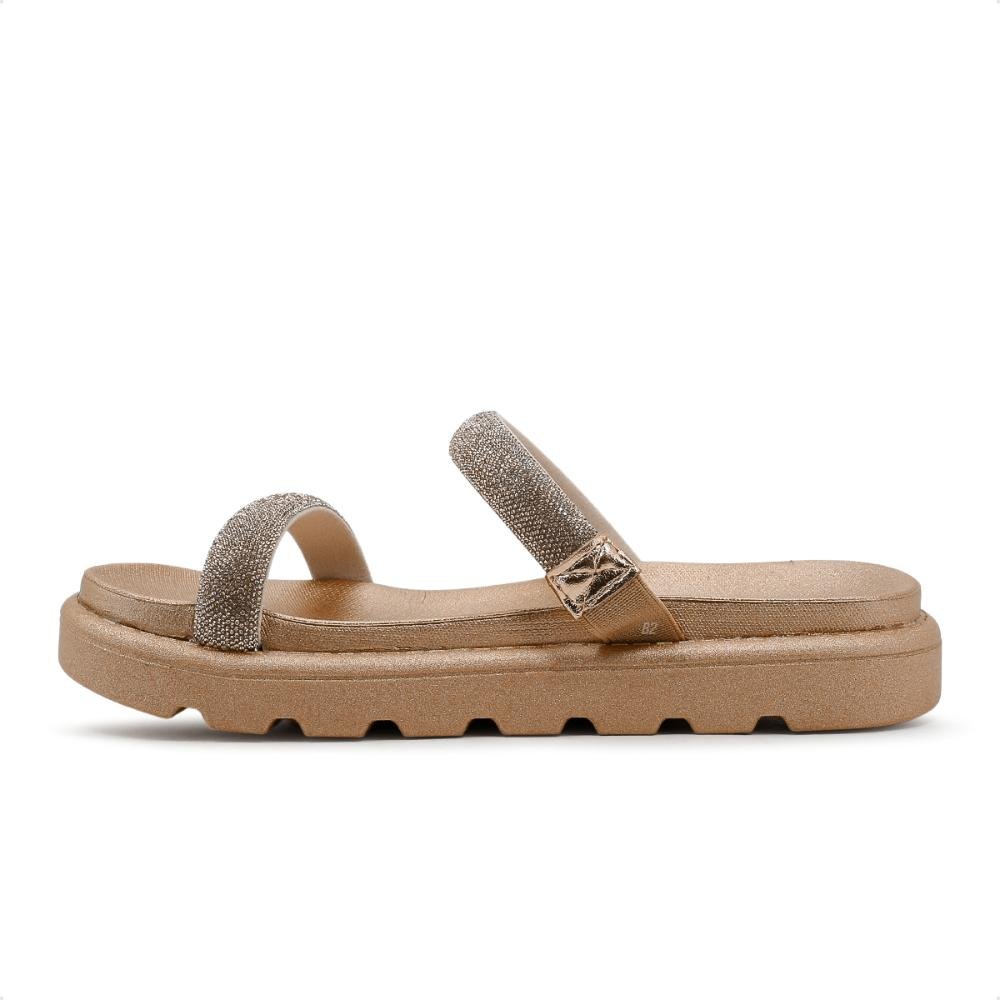 Sandália Papete Vizzano Tira Pronta Strass Feminina Marrom 2