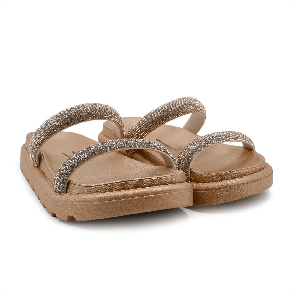 Sandália Papete Vizzano Tira Pronta Strass Feminina Marrom 3