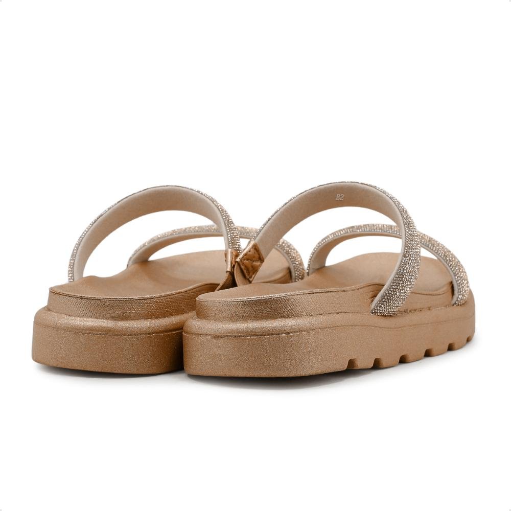 Sandália Papete Vizzano Tira Pronta Strass Feminina Marrom 5