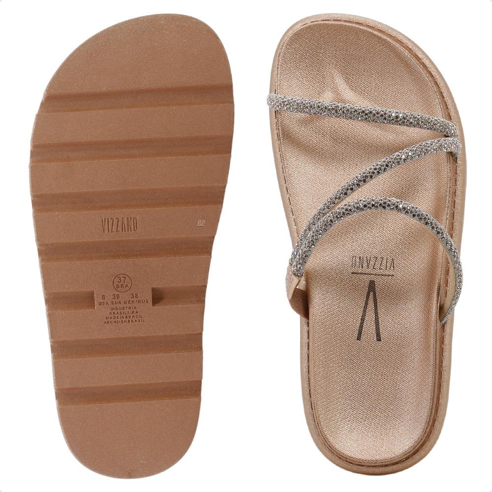 Sandália Papete Vizzano Tira Strass Feminina Marrom 6