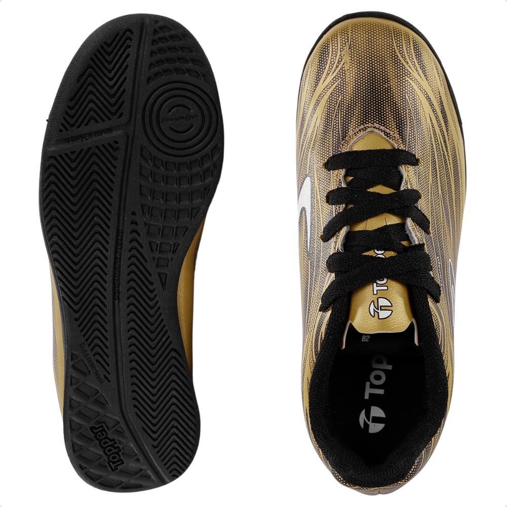Chuteira Topper Slick V Futsal Infantil Preto/Dourado 6