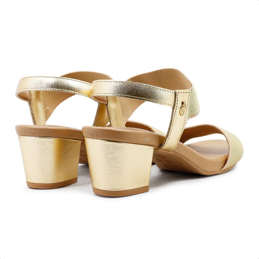 Sandália Usaflex Salto Bloco Elástico Feminina Dourado 5